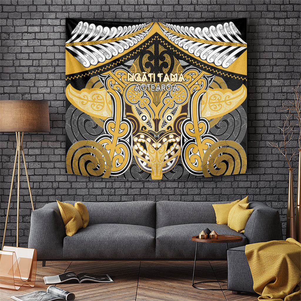 Aotearoa Iwi Ngati Tama Tapestry Maori Kowhaiwhai Pattern LT19 Yellow - Polynesian Pride