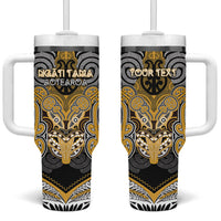Aotearoa Iwi Ngati Tama Personalised Tumbler With Handle Maori Kowhaiwhai Pattern LT19 One Size: 40 oz Yellow - Polynesian Pride