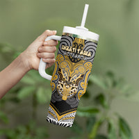 Aotearoa Iwi Ngati Tama Personalised Tumbler With Handle Maori Kowhaiwhai Pattern LT19 - Polynesian Pride