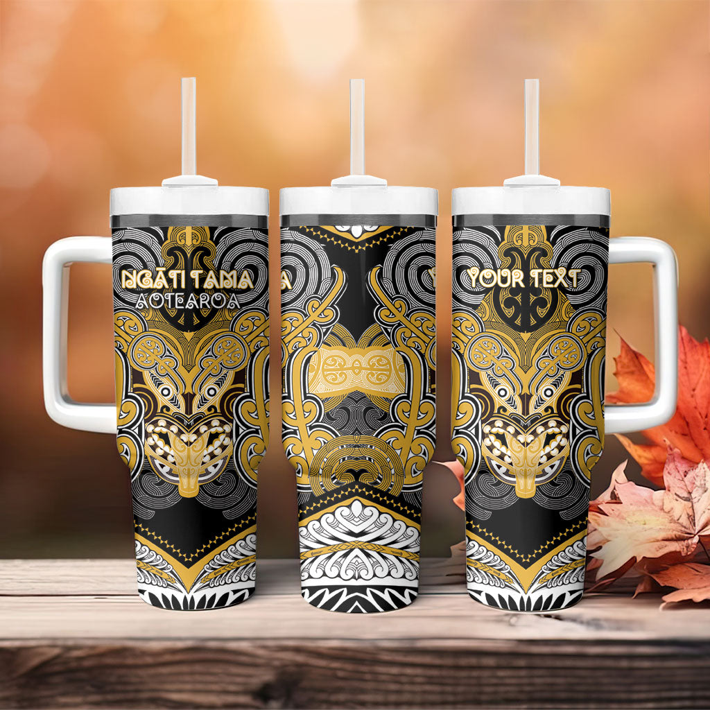 Aotearoa Iwi Ngati Tama Personalised Tumbler With Handle Maori Kowhaiwhai Pattern LT19 - Polynesian Pride
