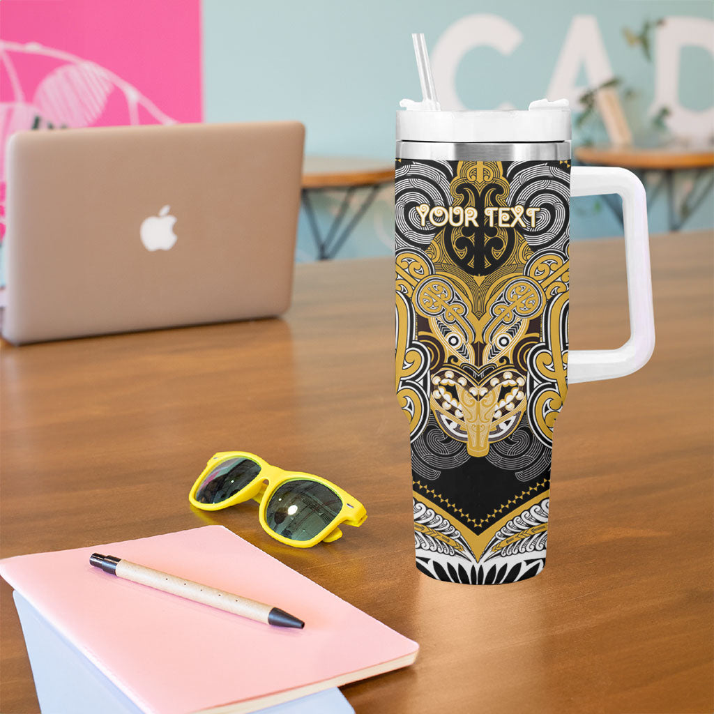 Aotearoa Iwi Ngati Tama Personalised Tumbler With Handle Maori Kowhaiwhai Pattern LT19 - Polynesian Pride