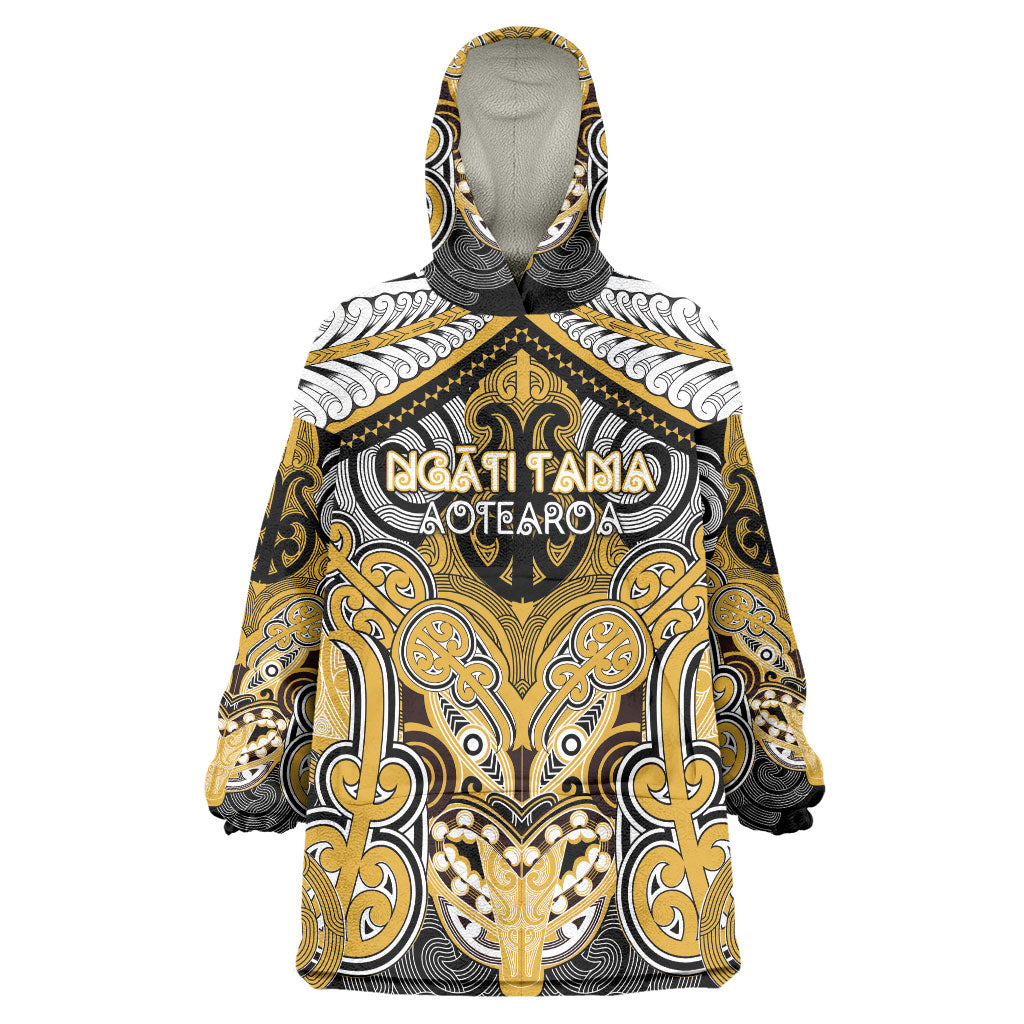 Aotearoa Iwi Ngati Tama Personalised Wearable Blanket Hoodie Maori Kowhaiwhai Pattern