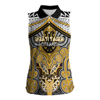 Aotearoa Iwi Ngati Tama Personalised Women Sleeveless Polo Shirt Maori Kowhaiwhai Pattern LT19 Female Yellow - Polynesian Pride