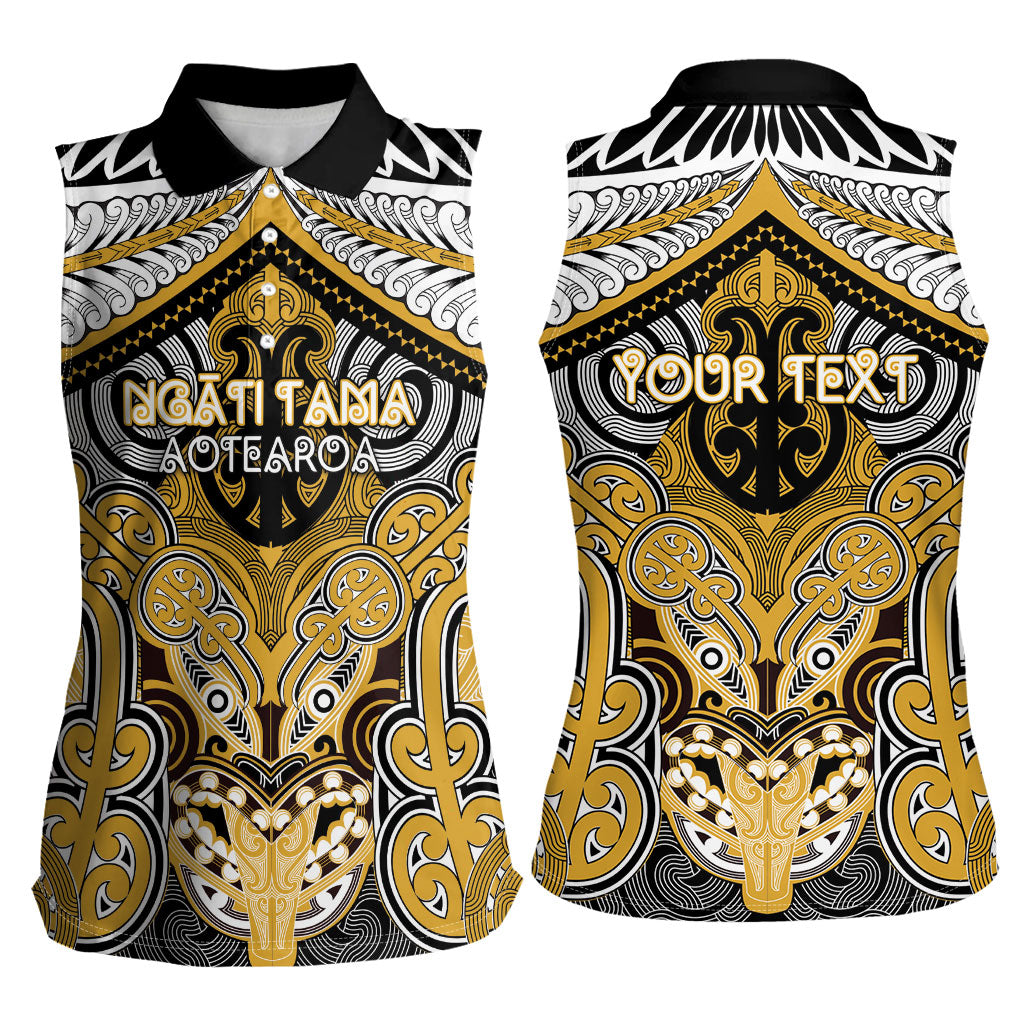 Aotearoa Iwi Ngati Tama Personalised Women Sleeveless Polo Shirt Maori Kowhaiwhai Pattern LT19 - Polynesian Pride