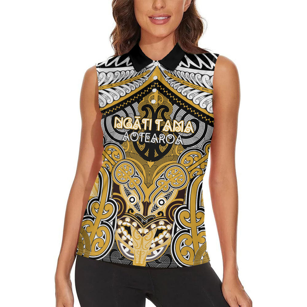 Aotearoa Iwi Ngati Tama Personalised Women Sleeveless Polo Shirt Maori Kowhaiwhai Pattern LT19 - Polynesian Pride