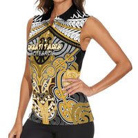 Aotearoa Iwi Ngati Tama Personalised Women Sleeveless Polo Shirt Maori Kowhaiwhai Pattern LT19 - Polynesian Pride