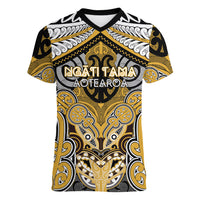 Aotearoa Iwi Ngati Tama Personalised Women V-Neck T-Shirt Maori Kowhaiwhai Pattern LT19 Female Yellow - Polynesian Pride