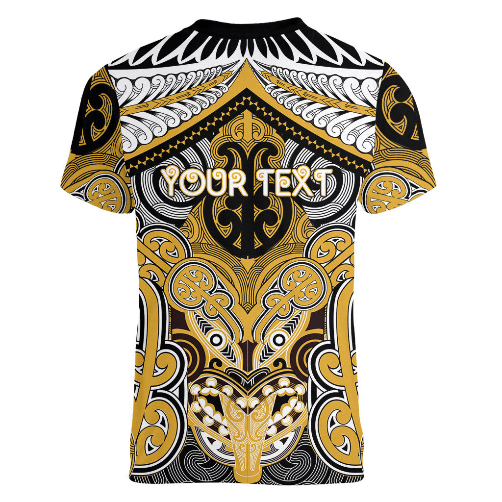 Aotearoa Iwi Ngati Tama Personalised Women V-Neck T-Shirt Maori Kowhaiwhai Pattern LT19 - Polynesian Pride