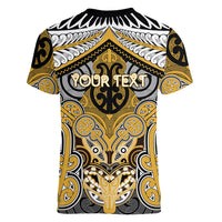 Aotearoa Iwi Ngati Tama Personalised Women V-Neck T-Shirt Maori Kowhaiwhai Pattern LT19 - Polynesian Pride