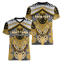 Aotearoa Iwi Ngati Tama Personalised Women V-Neck T-Shirt Maori Kowhaiwhai Pattern LT19 - Polynesian Pride