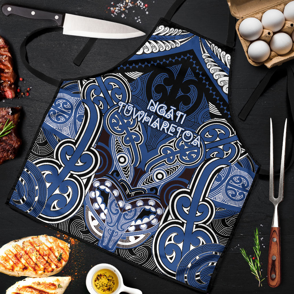 Aotearoa Iwi Ngati Tuwharetoa Apron Maori Kowhaiwhai Pattern LT19 Blue - Polynesian Pride