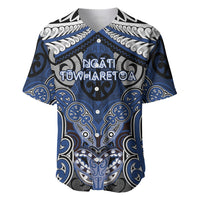 Aotearoa Iwi Ngati Tuwharetoa Personalised Baseball Jersey Maori Kowhaiwhai Pattern LT19 Blue - Polynesian Pride