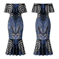 Aotearoa Iwi Ngati Tuwharetoa Personalised Couples Matching Mermaid Dress and Long Sleeve Button Shirt Maori Kowhaiwhai Pattern LT19 - Polynesian Pride