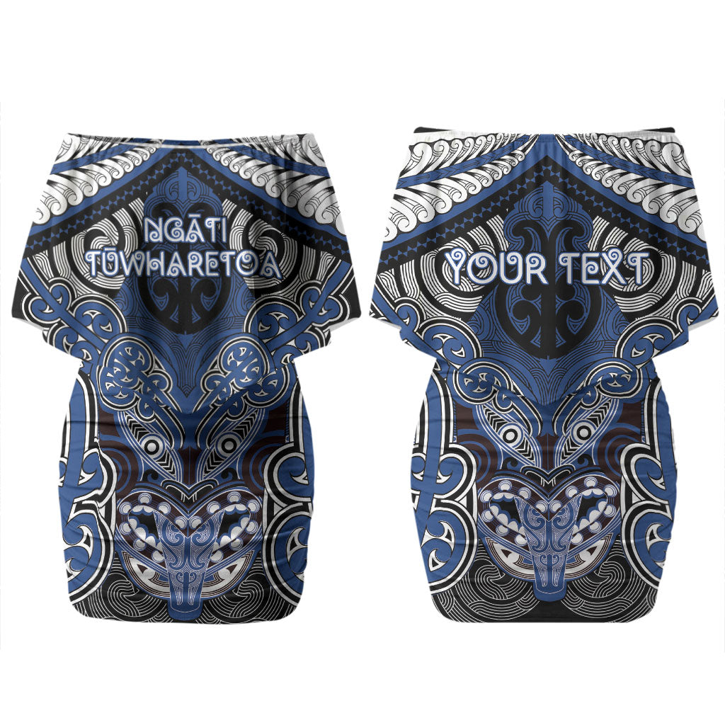Aotearoa Iwi Ngati Tuwharetoa Personalised Couples Matching Off Shoulder Short Dress and Hawaiian Shirt Maori Kowhaiwhai Pattern LT19 - Polynesian Pride