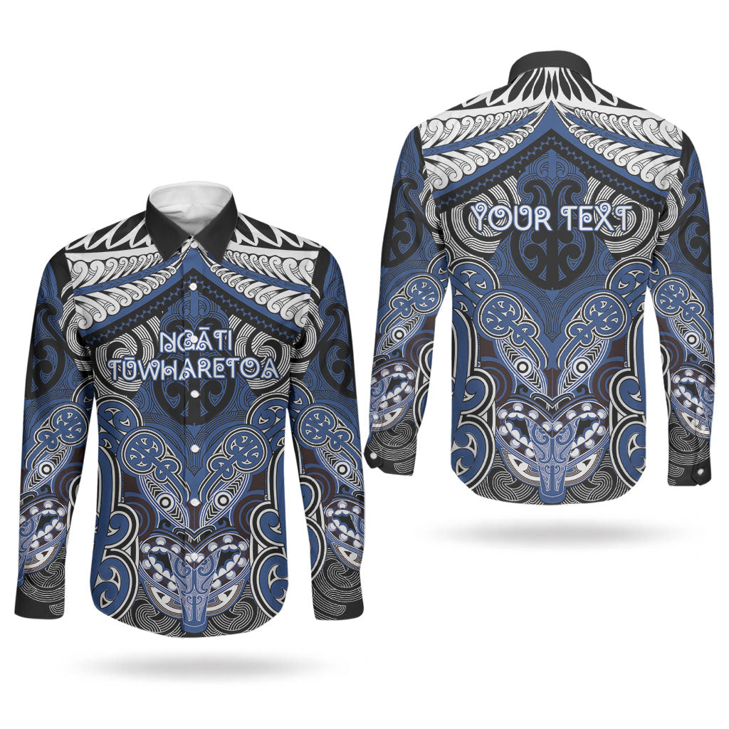 Aotearoa Iwi Ngati Tuwharetoa Personalised Couples Matching Short Sleeve Bodycon Dress and Long Sleeve Button Shirt Maori Kowhaiwhai Pattern LT19 - Polynesian Pride