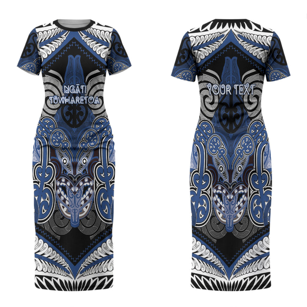 Aotearoa Iwi Ngati Tuwharetoa Personalised Couples Matching Short Sleeve Bodycon Dress and Long Sleeve Button Shirt Maori Kowhaiwhai Pattern LT19 - Polynesian Pride