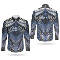 Aotearoa Iwi Ngati Tuwharetoa Personalised Couples Matching Summer Maxi Dress and Long Sleeve Button Shirt Maori Kowhaiwhai Pattern LT19 - Polynesian Pride