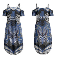 Aotearoa Iwi Ngati Tuwharetoa Personalised Couples Matching Summer Maxi Dress and Long Sleeve Button Shirt Maori Kowhaiwhai Pattern LT19 - Polynesian Pride