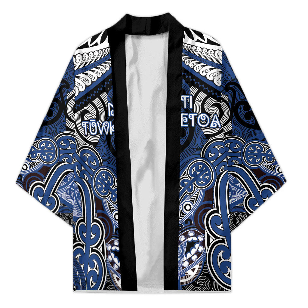 Aotearoa Iwi Ngati Tuwharetoa Personalised Kimono Maori Kowhaiwhai Pattern LT19 Unisex Blue - Polynesian Pride