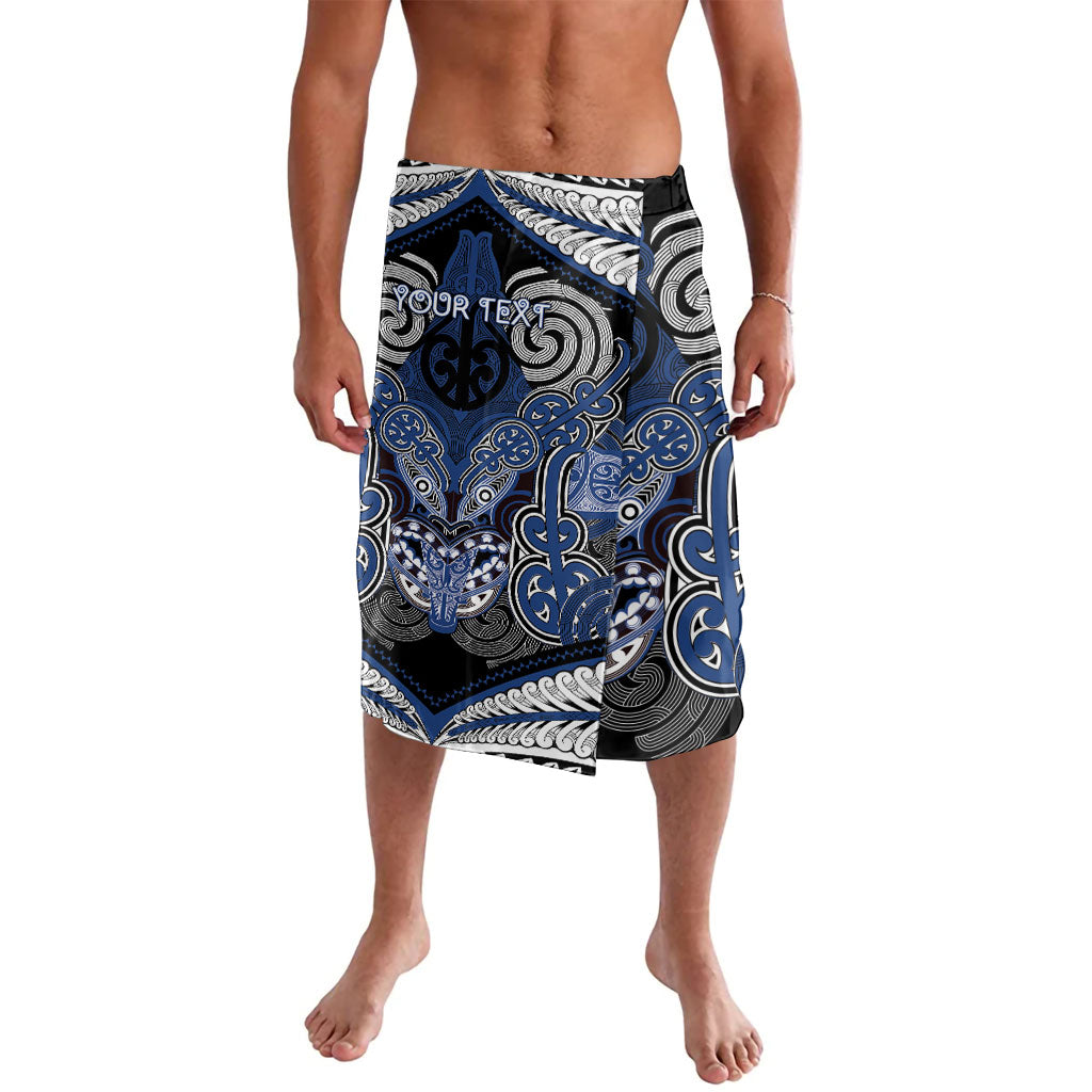 Aotearoa Iwi Ngati Tuwharetoa Personalised Lavalava Maori Kowhaiwhai Pattern LT19 Blue - Polynesian Pride