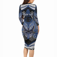 Aotearoa Iwi Ngati Tuwharetoa Personalised Long Sleeve Bodycon Dress Maori Kowhaiwhai Pattern LT19 - Polynesian Pride
