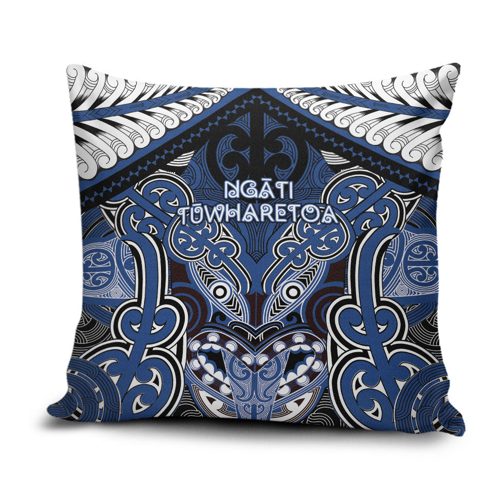 Aotearoa Iwi Ngati Tuwharetoa Pillow Cover Maori Kowhaiwhai Pattern LT19 Blue - Polynesian Pride