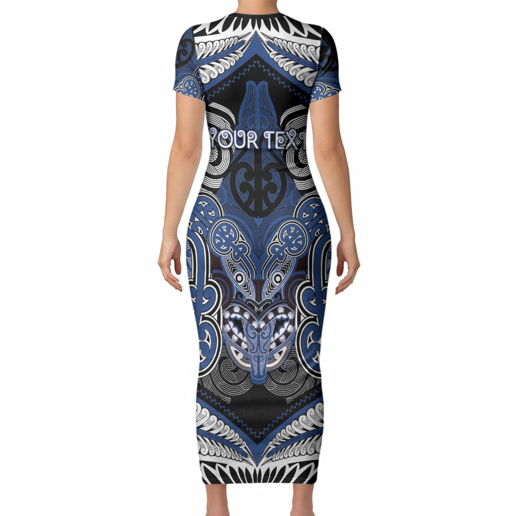 Aotearoa Iwi Ngati Tuwharetoa Personalised Short Sleeve Bodycon Dress Maori Kowhaiwhai Pattern LT19 - Polynesian Pride