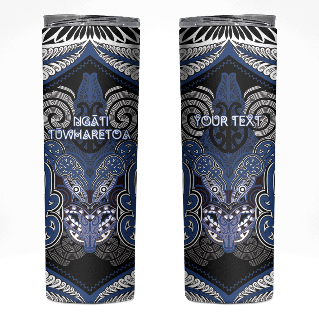 Aotearoa Iwi Ngati Tuwharetoa Personalised Skinny Tumbler Maori Kowhaiwhai Pattern LT19 Blue - Polynesian Pride