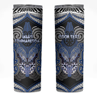 Aotearoa Iwi Ngati Tuwharetoa Personalised Skinny Tumbler Maori Kowhaiwhai Pattern LT19 Blue - Polynesian Pride