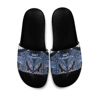 Aotearoa Iwi Ngati Tuwharetoa Slide Sandals Maori Kowhaiwhai Pattern LT19 Blue - Polynesian Pride