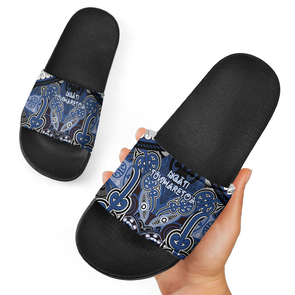 Aotearoa Iwi Ngati Tuwharetoa Slide Sandals Maori Kowhaiwhai Pattern LT19 - Polynesian Pride