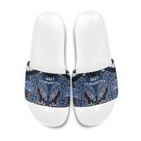 Aotearoa Iwi Ngati Tuwharetoa Slide Sandals Maori Kowhaiwhai Pattern LT19 Blue - Polynesian Pride