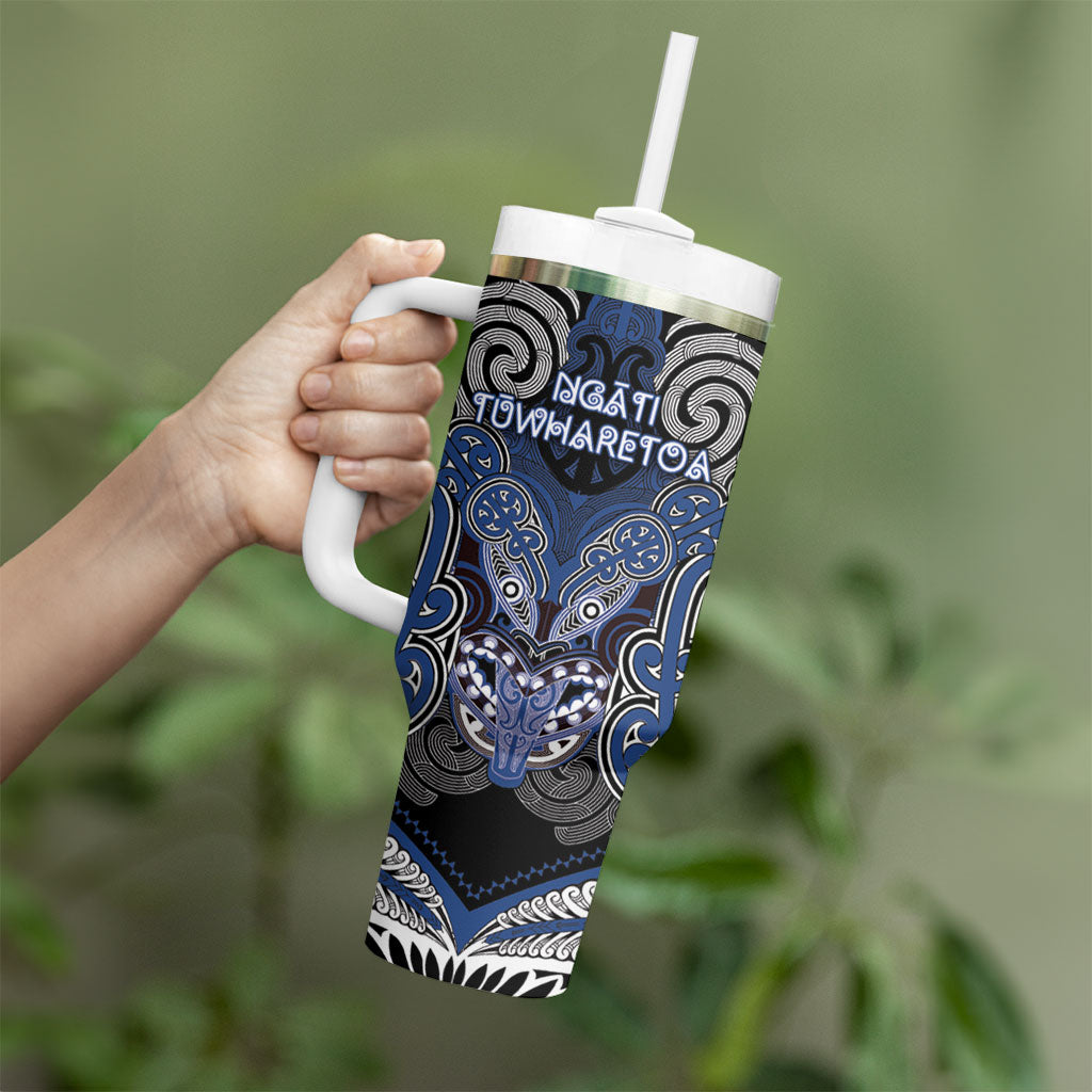 Aotearoa Iwi Ngati Tuwharetoa Personalised Tumbler With Handle Maori Kowhaiwhai Pattern LT19 - Polynesian Pride