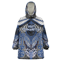 Aotearoa Iwi Ngati Tuwharetoa Personalised Wearable Blanket Hoodie Maori Kowhaiwhai Pattern LT19 One Size Blue - Polynesian Pride