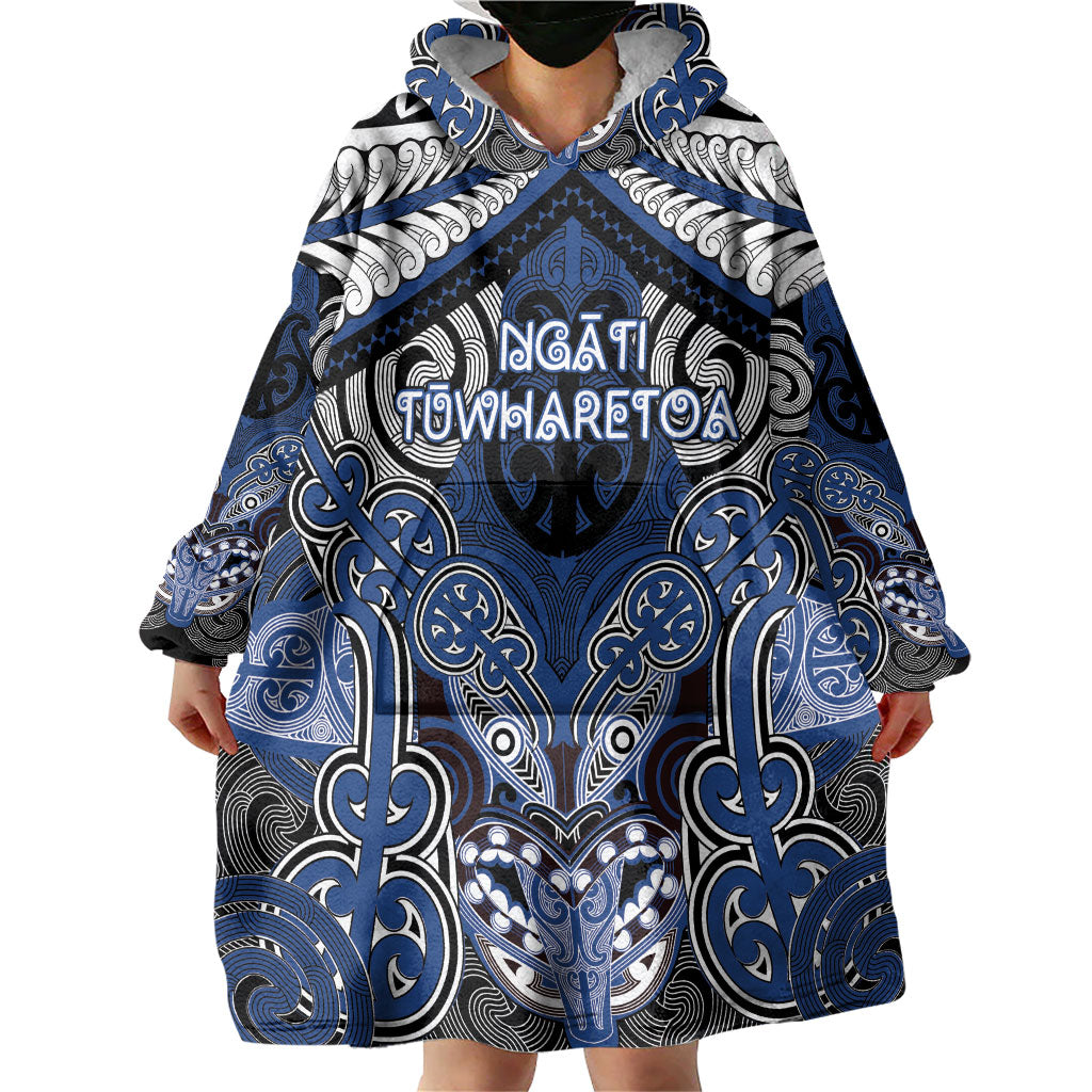Aotearoa Iwi Ngati Tuwharetoa Personalised Wearable Blanket Hoodie Maori Kowhaiwhai Pattern LT19 - Polynesian Pride