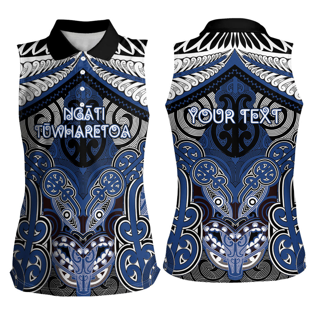 Aotearoa Iwi Ngati Tuwharetoa Personalised Women Sleeveless Polo Shirt Maori Kowhaiwhai Pattern LT19 - Polynesian Pride
