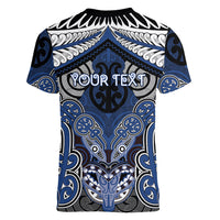 Aotearoa Iwi Ngati Tuwharetoa Personalised Women V-Neck T-Shirt Maori Kowhaiwhai Pattern LT19 - Polynesian Pride