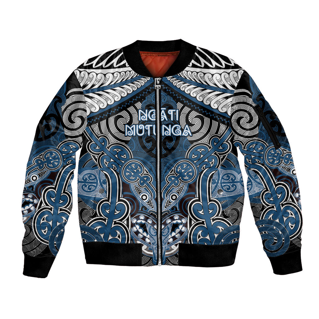 Aotearoa Iwi Ngati Mutunga Personalised Sleeve Zip Bomber Jacket Maori Kowhaiwhai Pattern
