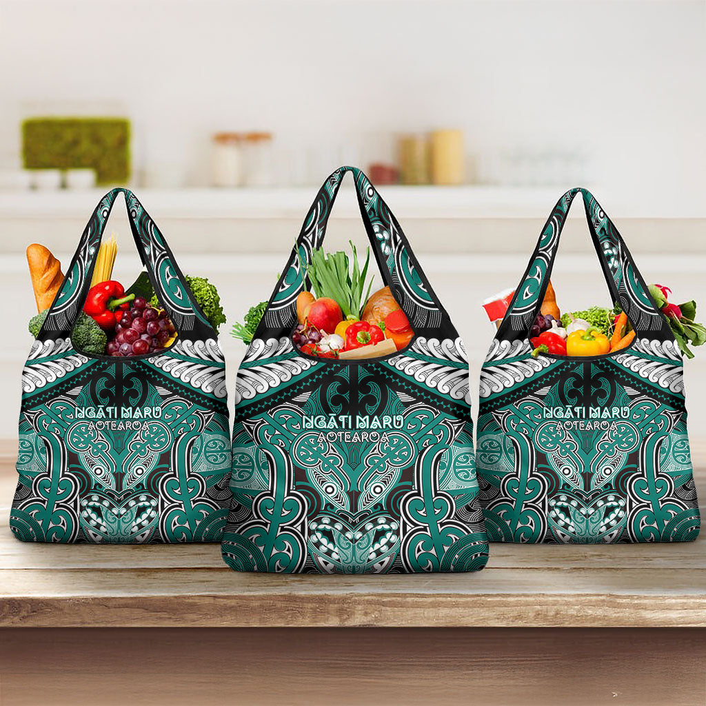 Aotearoa Iwi Ngati Maru Grocery Bag Maori Kowhaiwhai Pattern