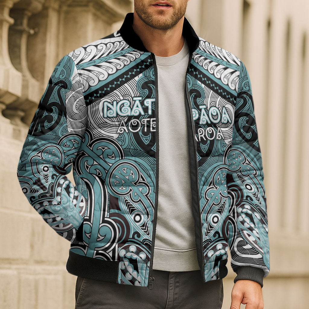 Aotearoa Iwi Ngati Paoa Personalised Bomber Puffer Jacket Maori Kowhaiwhai Pattern