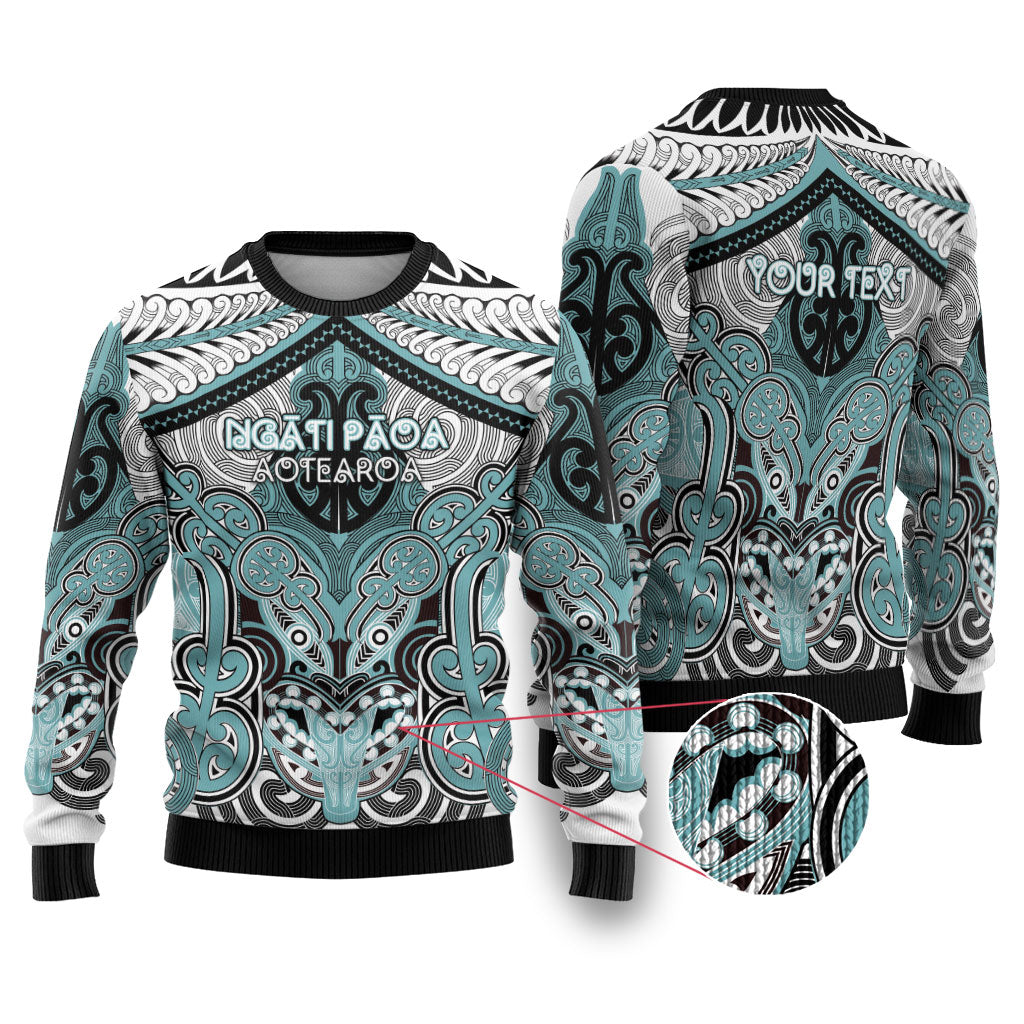 Aotearoa Iwi Ngati Paoa Personalised Ugly Christmas Sweater Maori Kowhaiwhai Pattern