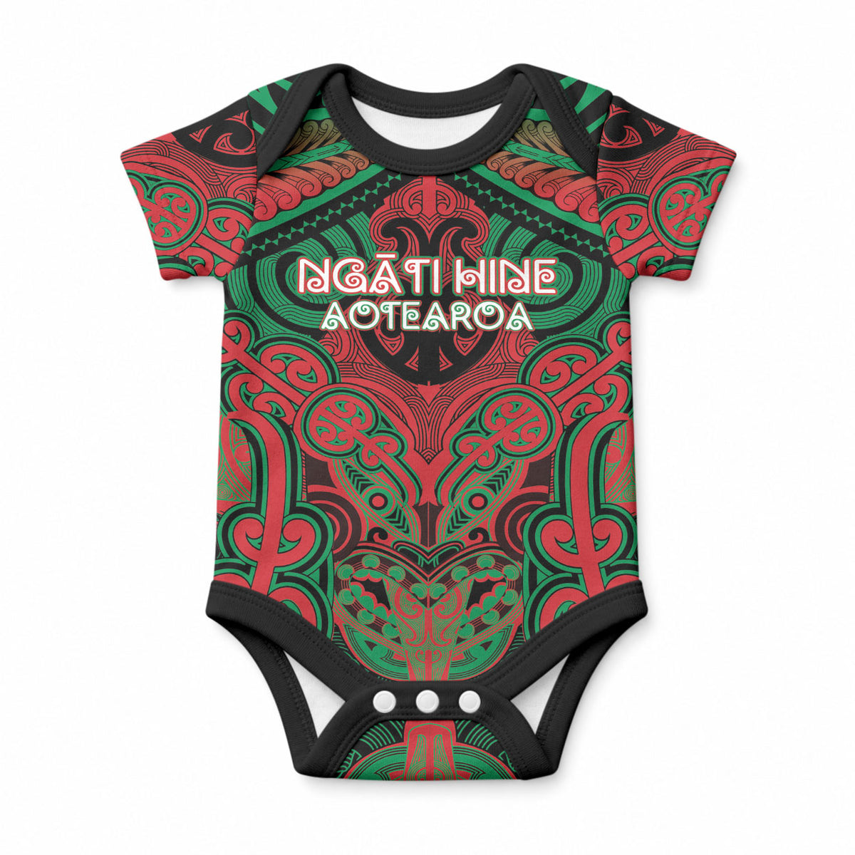 Aotearoa Iwi Ngati Hine Personalised Baby Onesie Maori Kowhaiwhai Pattern