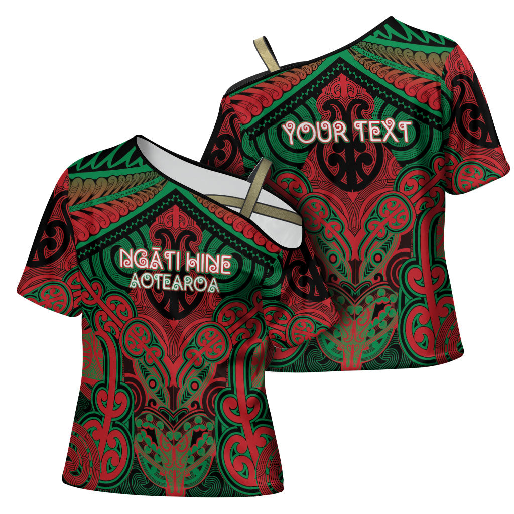 Aotearoa Iwi Ngati Hine Personalised Cross Shoulder Shirt Maori Kowhaiwhai Pattern