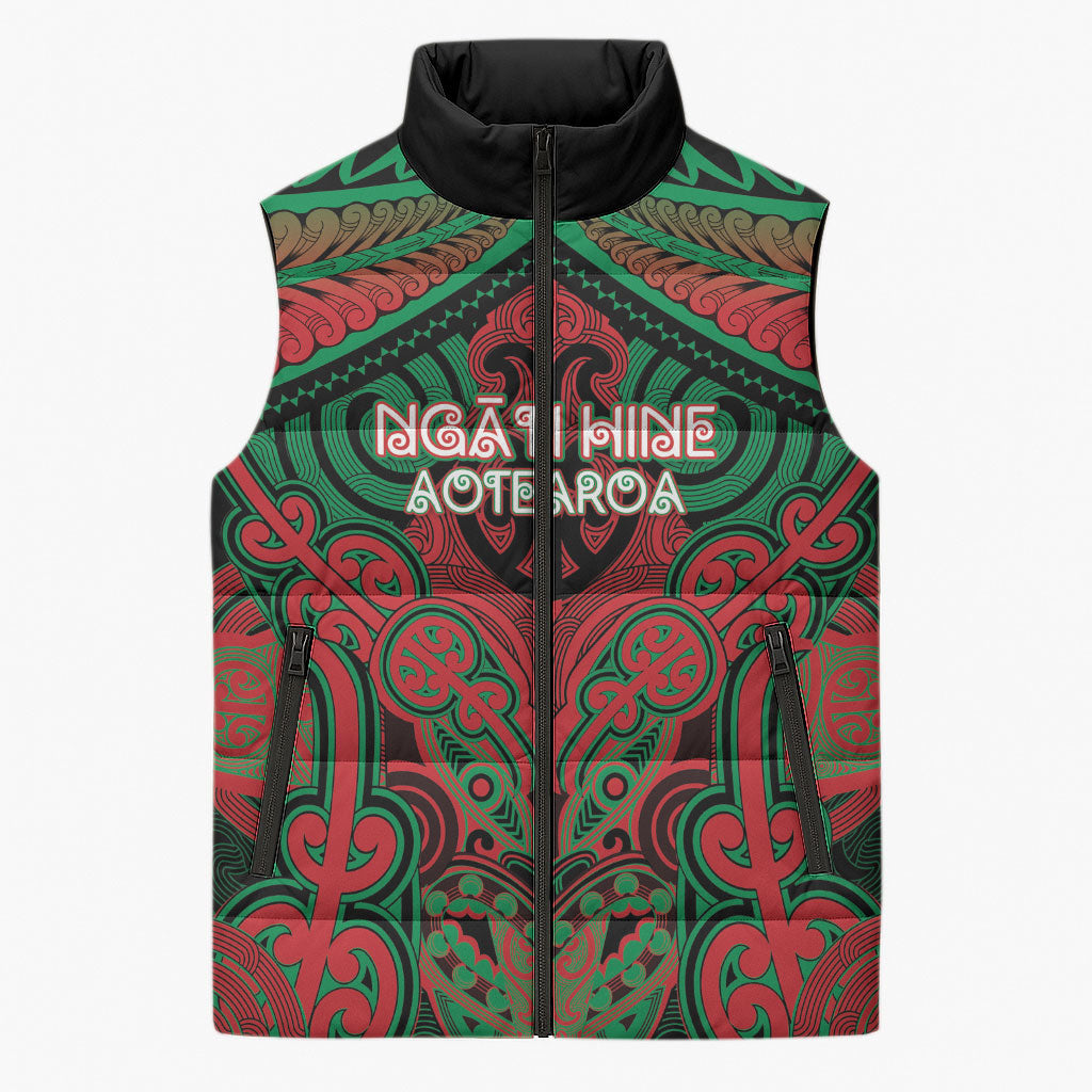 Aotearoa Iwi Ngati Hine Personalised Sleeveless Puffer Jacket Maori Kowhaiwhai Pattern