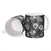 Black Aloha Hawaiian Ceramic Mug Monstera Hibiscus Tropical Pattern LT19 - Polynesian Pride