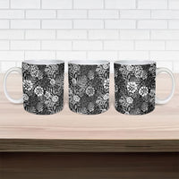 Black Aloha Hawaiian Ceramic Mug Monstera Hibiscus Tropical Pattern LT19 - Polynesian Pride