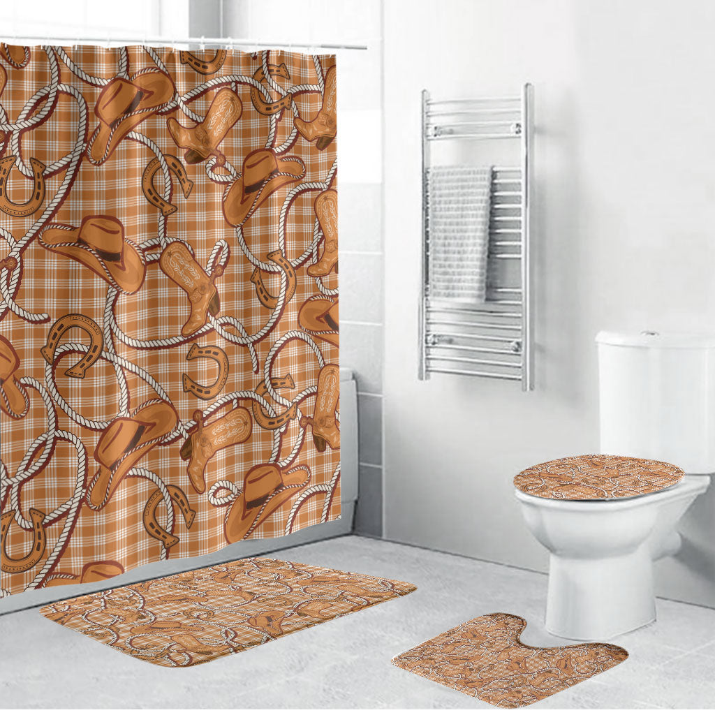 Brown Hawaii Palaka Cowboy Bathroom Set Hawaiian Paniolo Festival Spirit LT19 Bathroom Set (4 pcs) Brown - Polynesian Pride