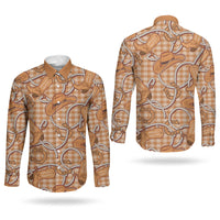 Brown Hawaii Palaka Cowboy Couples Matching Puletasi and Long Sleeve Button Shirt Hawaiian Paniolo Festival Spirit LT19 - Polynesian Pride
