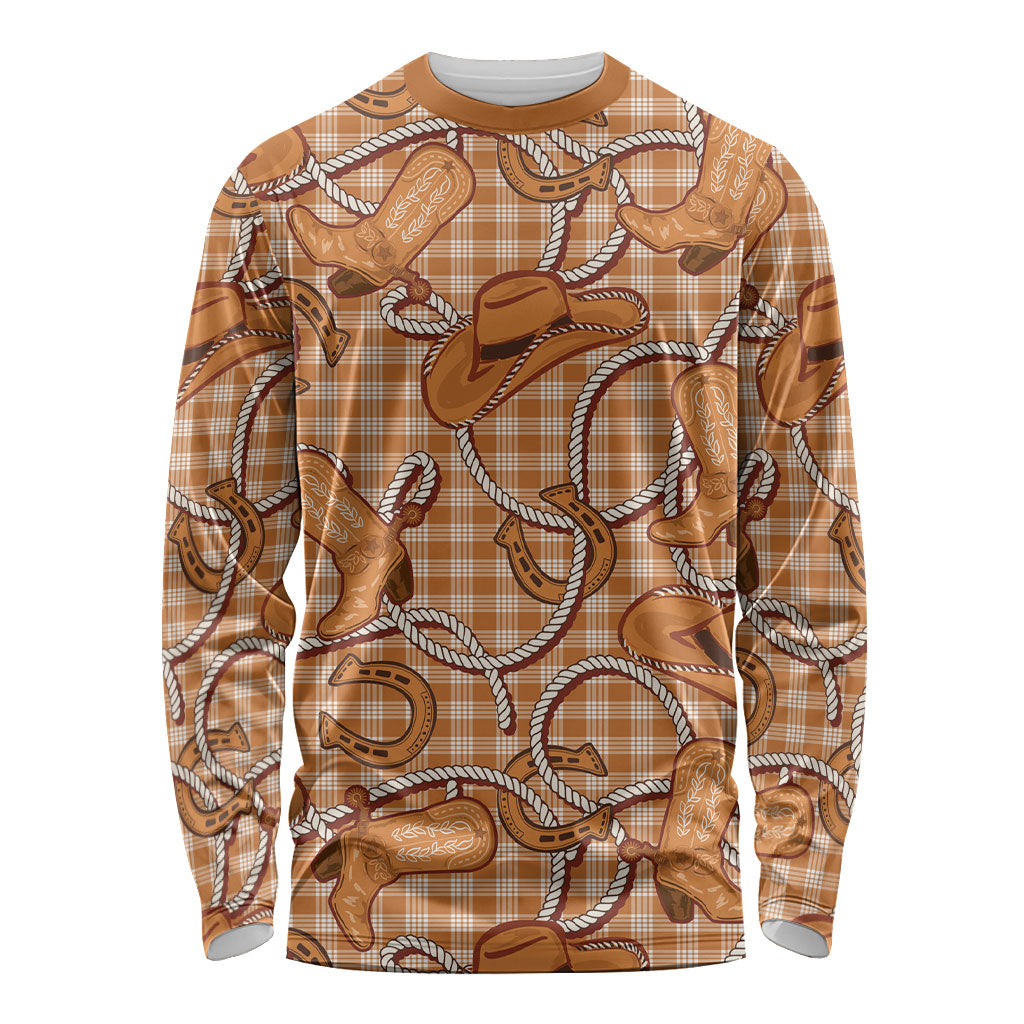 Brown Hawaii Palaka Cowboy Long Sleeve Shirt Hawaiian Paniolo Festival Spirit LT19 Unisex Brown - Polynesian Pride