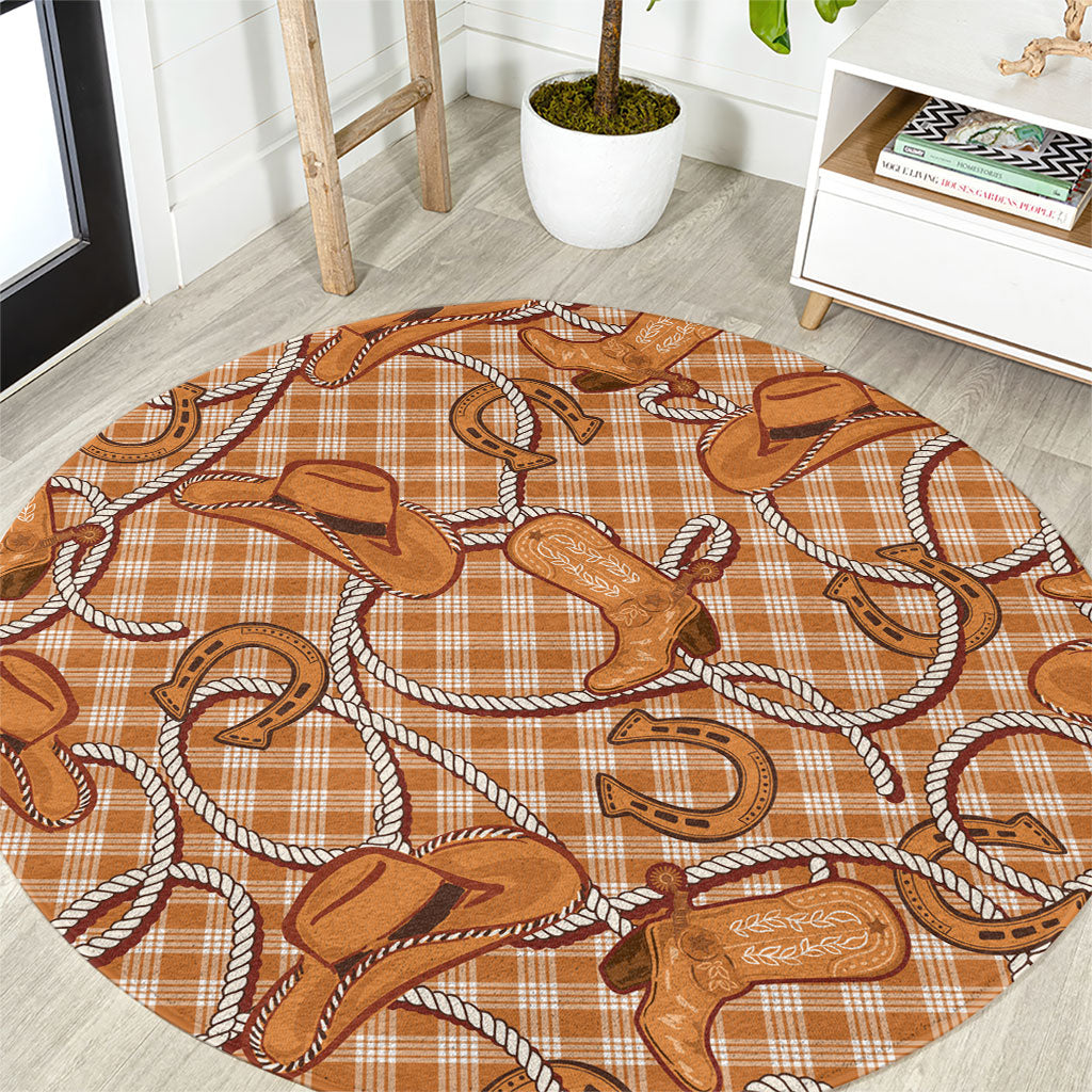 Brown Hawaii Palaka Cowboy Round Carpet Hawaiian Paniolo Festival Spirit